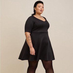 Torrid Fluted Fit and Flare Mini Dress - Scuba Black